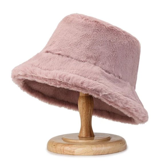 Fluffy Bucket Hat Women Warm Lining Winter Faux Cozy Wide Brim - Picture 9 of 15